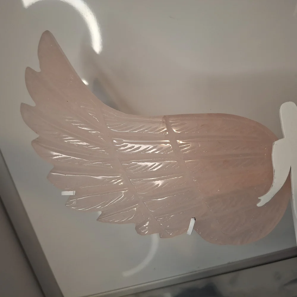 Large ROSE QUARTZ  Angel Wing Sculpture - Picture 3 of 6